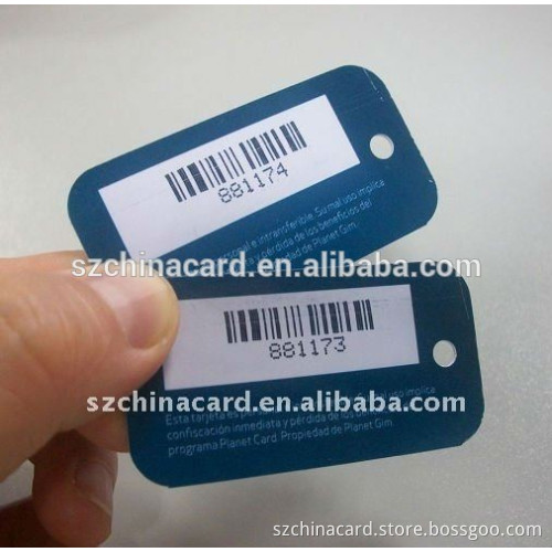 High Quality Hot sell Die Cut small Custom Barcode Key Tags